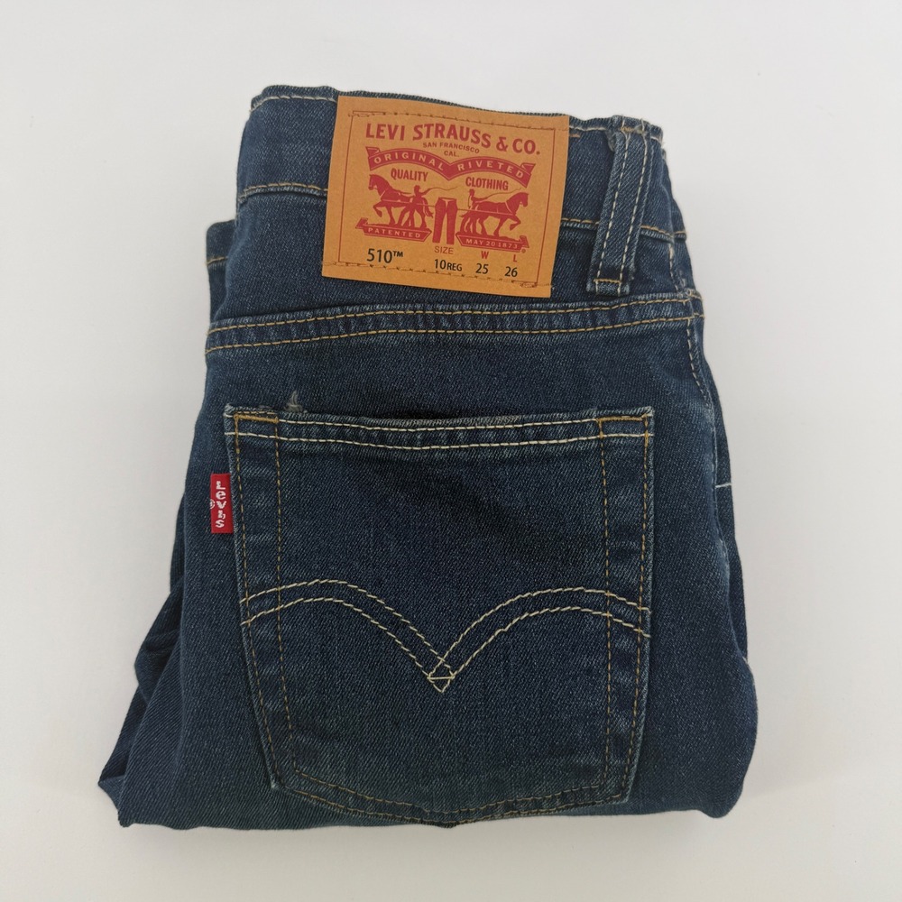 Levis 510 Performance Skinny Jeans boys Size 10 Reg Dark Wash Denim 25x26
